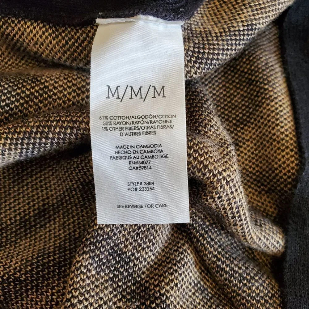 CAbi Dani Pullover #3884 Brown Black Zebra Dazzle Stripe Size M EUC